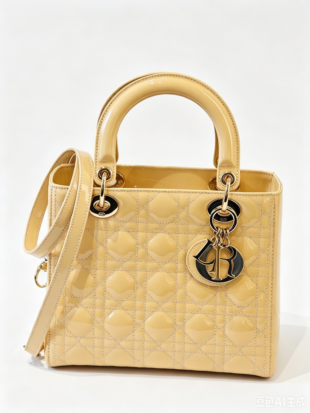 CHRISTIAN DIOR Patent Cannage Medium Lady Dior